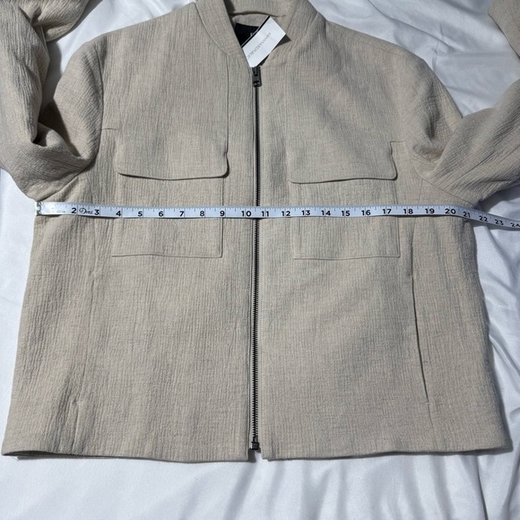 NWT Banana Republic Linen Bomber New Off White Zip Size Medium - Picture 13 of 15